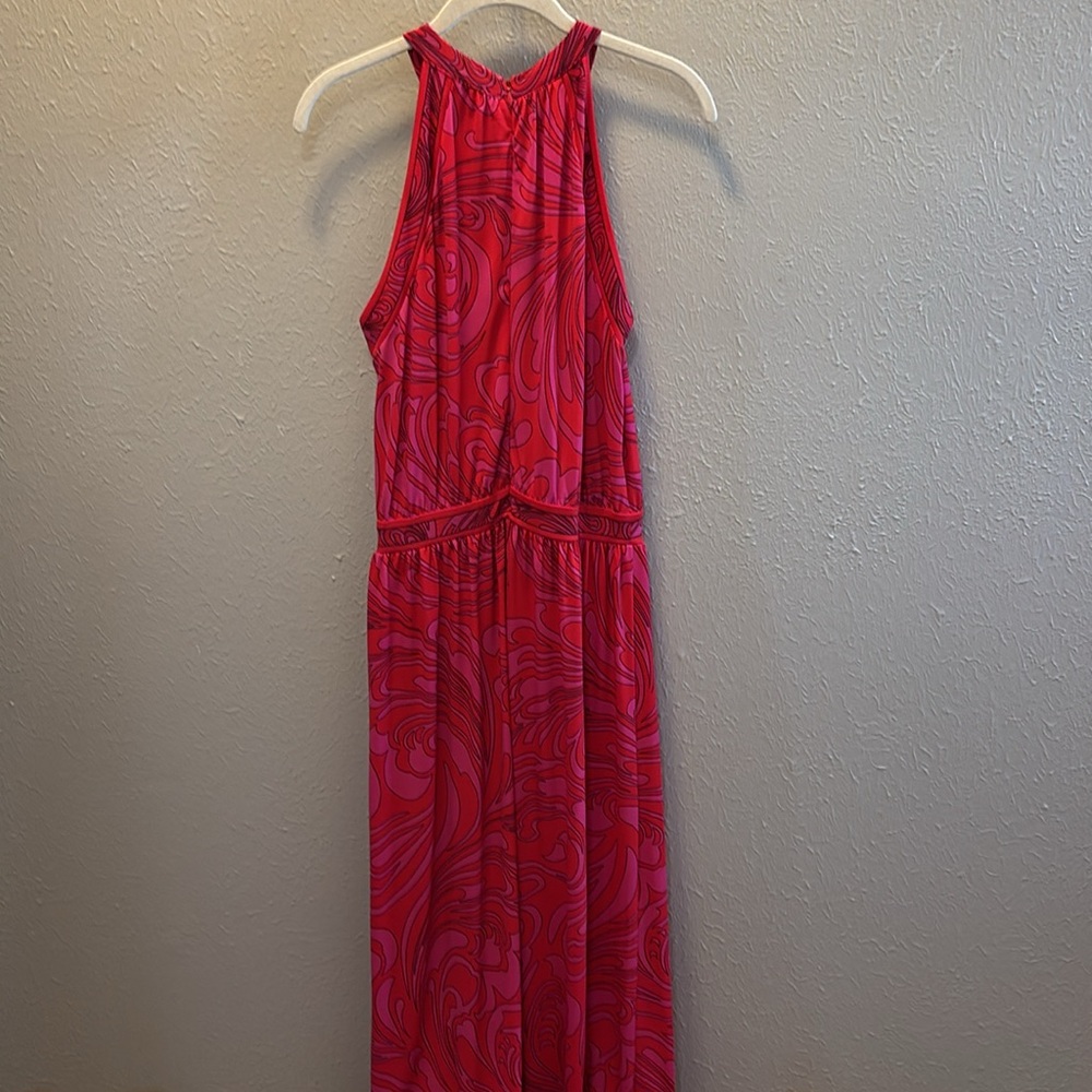 Michael Kors Cynthia Pink Paisley Halter Maxi Dress Women’s Size Medium - Picture 9 of 11
